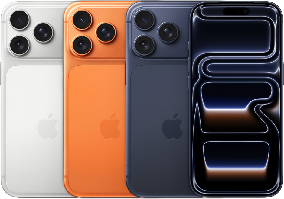 Apple iPhone 17 Pro devices in different finishes
